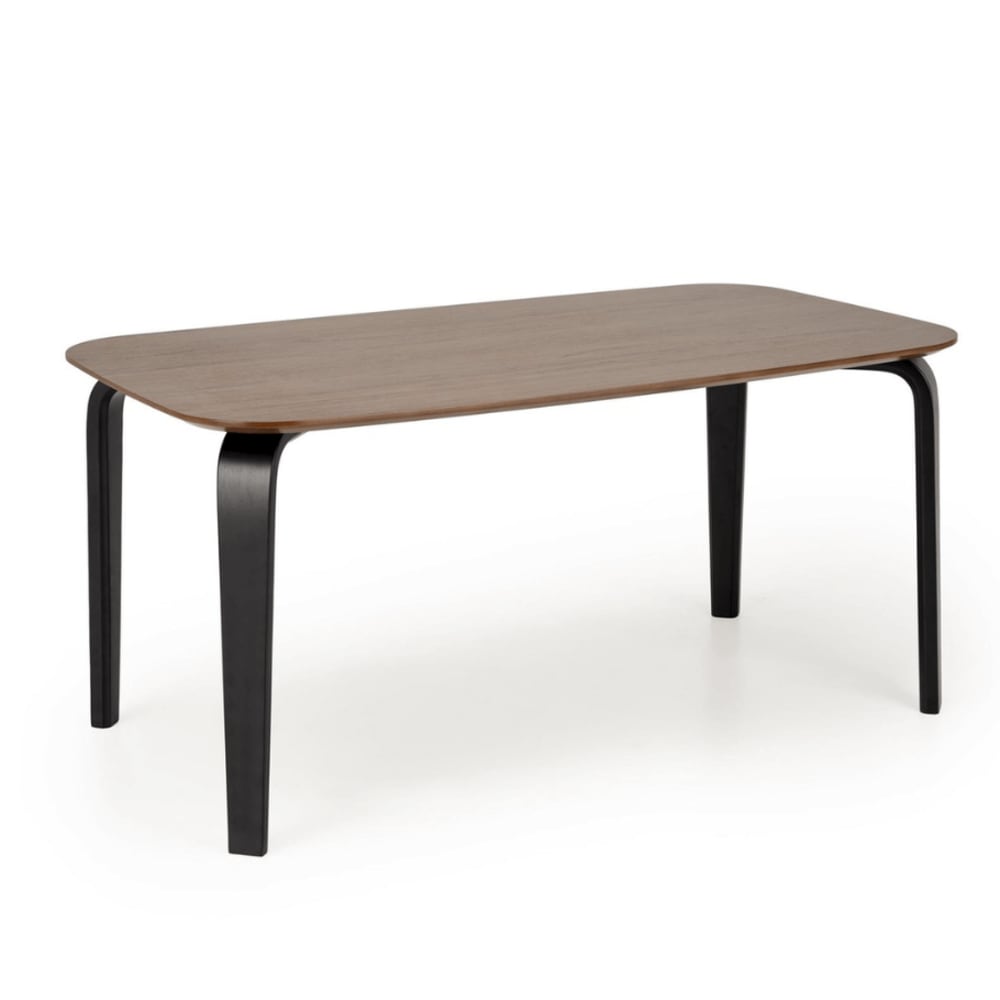 Esstisch mit Walnussholzplatte und schwarzen Holzbeinen, 160 cm -