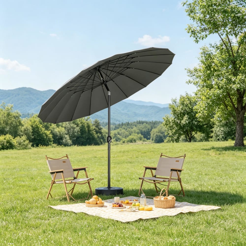 Sonnenschirm aus Polyester mit Neigung 157x257x242 cm, dunkelgrau
