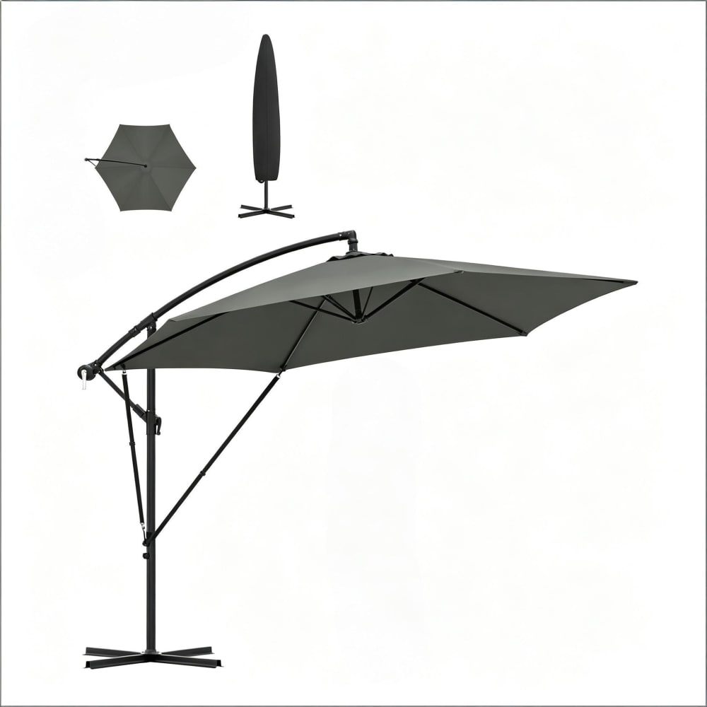 Parasol en métal gris - housse