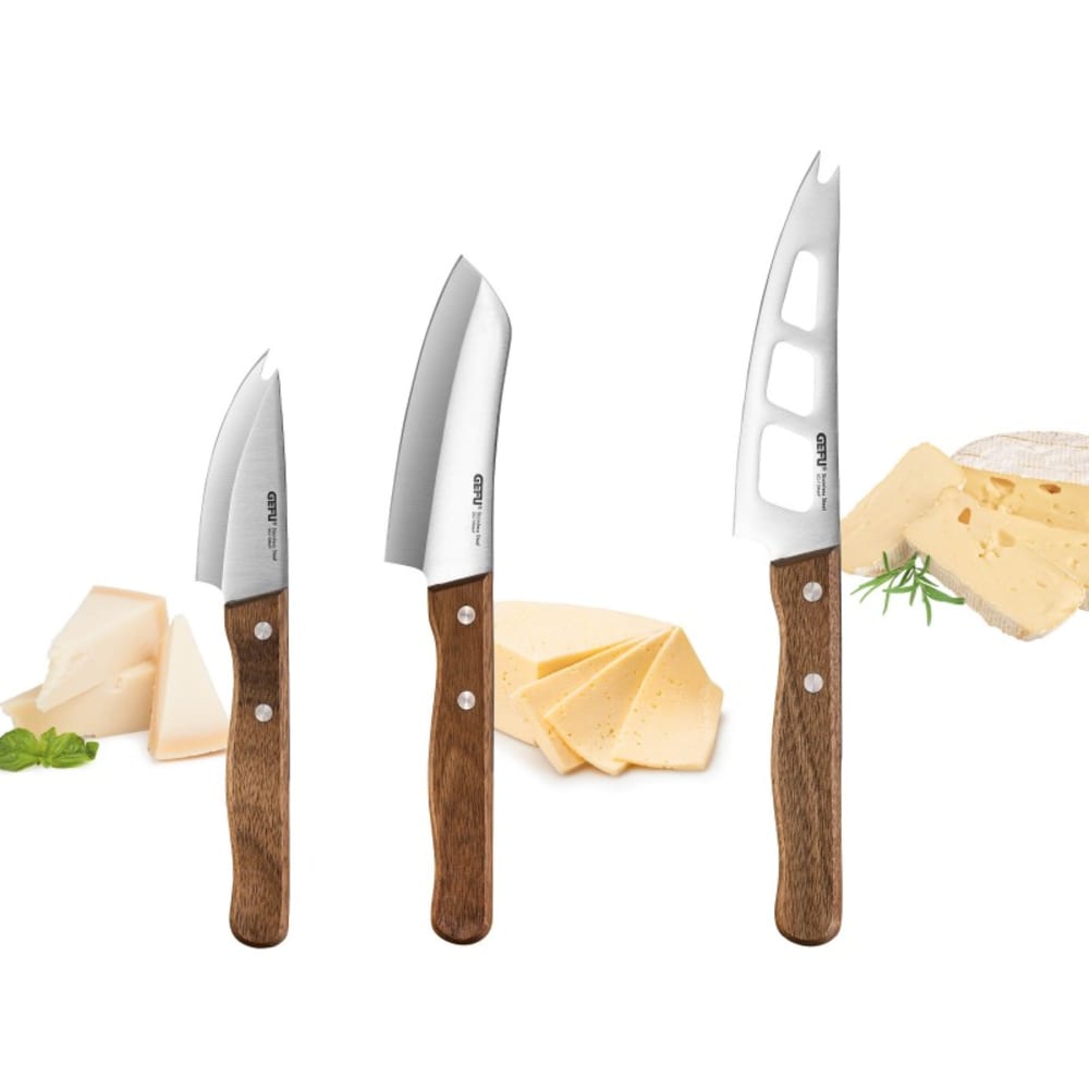 Lot de 3 couteaux à fromage en bois de noyer
