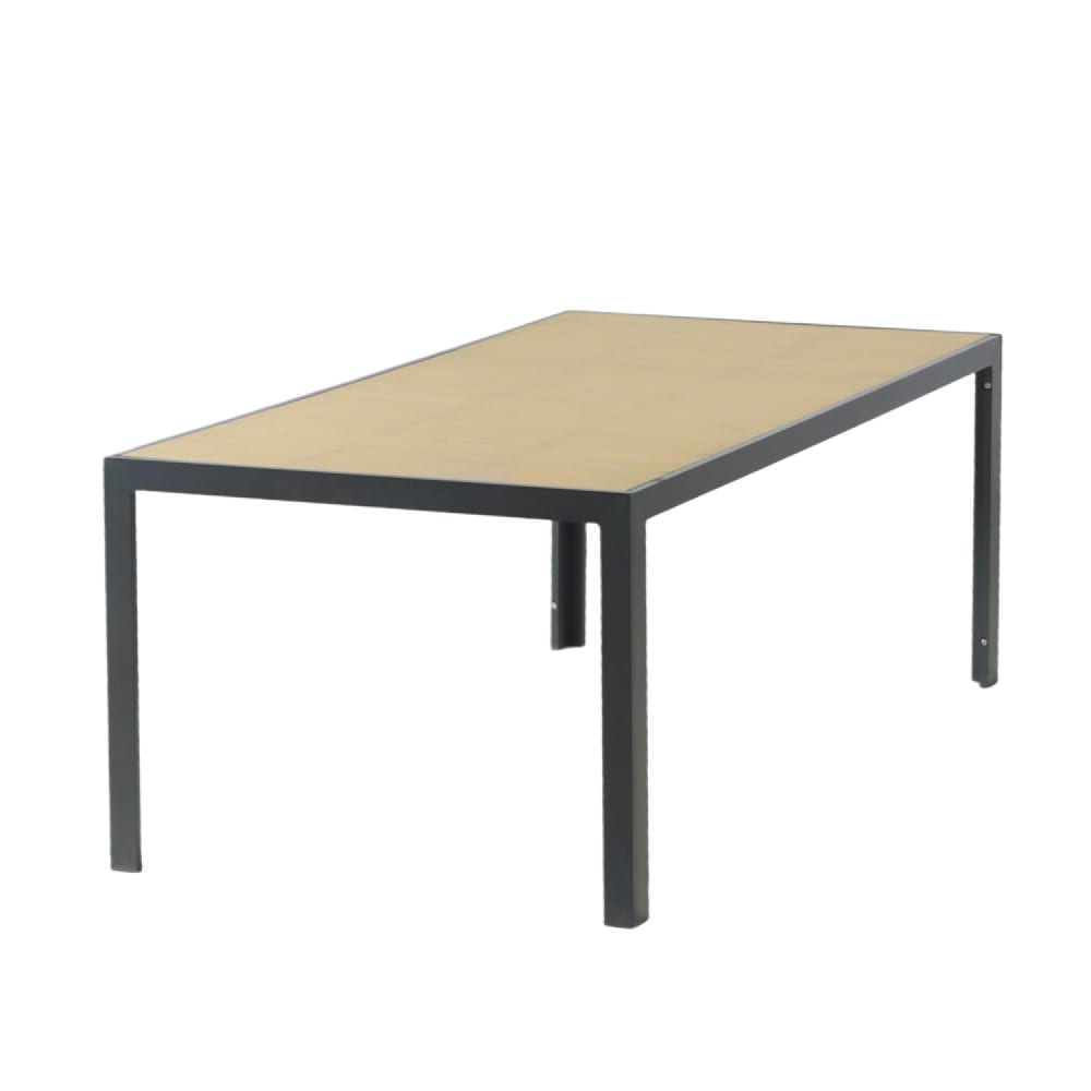 Table jardin 200cm aluminium plateau verre trempé effet bois Table jardin 200cm aluminium plateau verre trempé effet bois