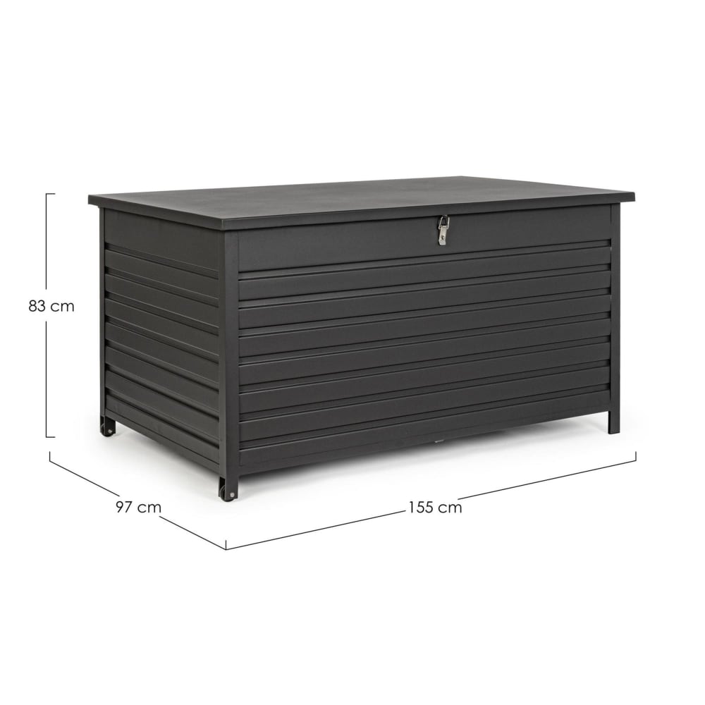 Gartenkiste aus anthrazitfarbenem Aluminium, mit Rollen - Maisons