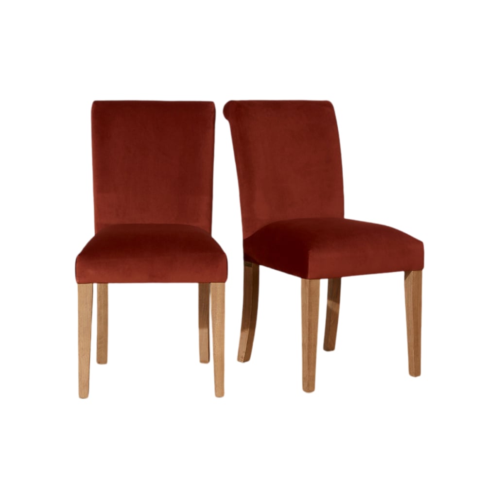 Robin des Bois Set aus 2 Stühlen aus Gummibaumholz und Stoff Caramel cuivré style modern Gelb