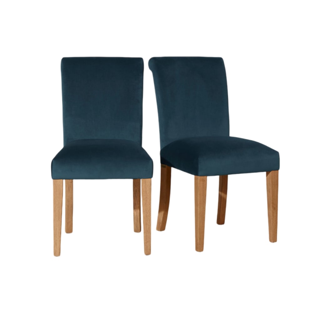 Robin des Bois Set aus 2 Stühlen aus Gummibaumholz und Stoff Teal style modern Gelb