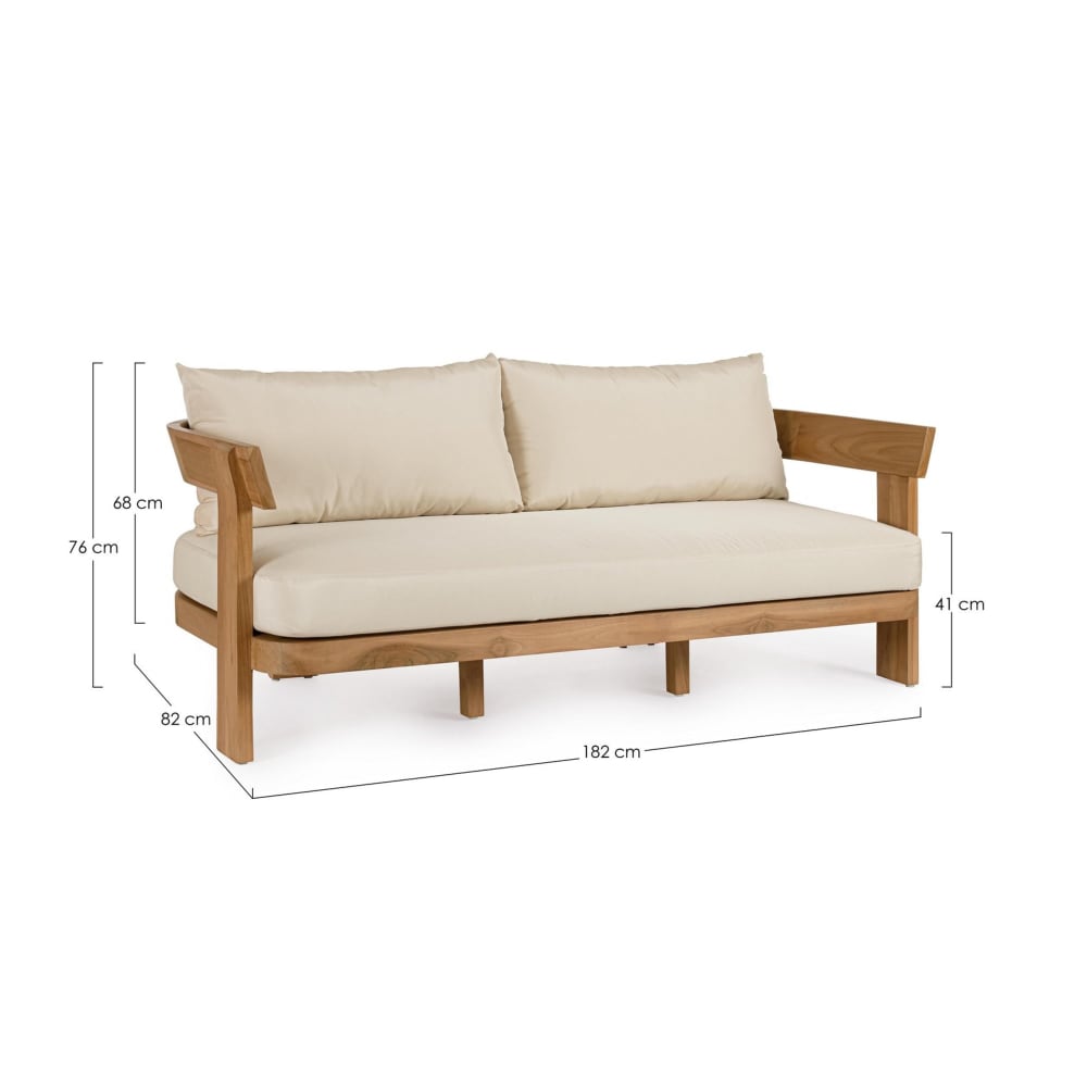 3-Sitzer-Sofa aus Teakholz und Beige - Maisons Du Monde