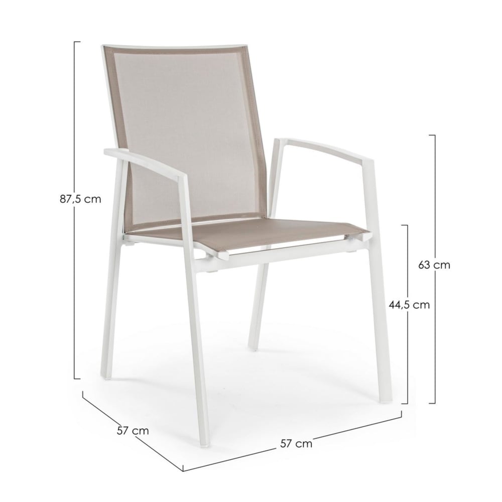 Set mit 4 stapelbaren Gartenstühlen aus Textilene und weißem