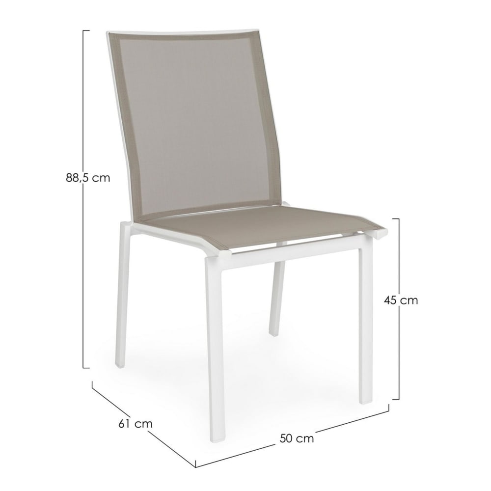 Set mit 4 stapelbaren Gartenstühlen aus Textilene und weißem