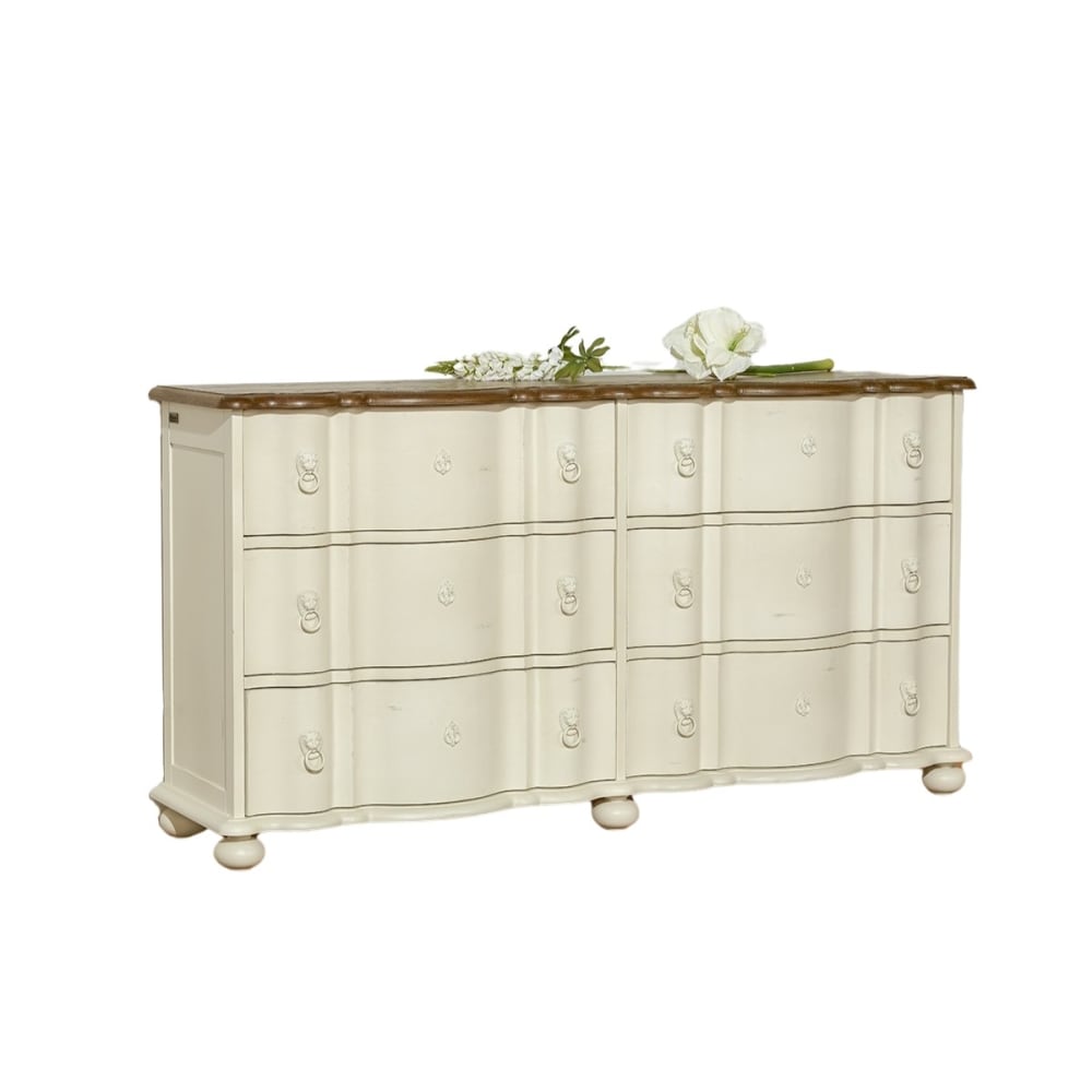Robin des Bois Shabby-Chic-Kommode, Eichenplatte, 6 Schubladen weiß style classic chic - Holz