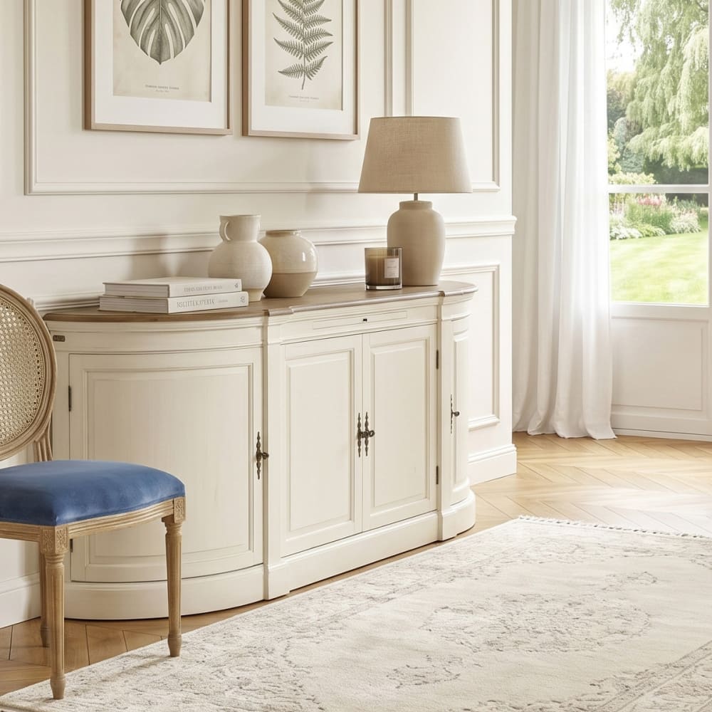 Buffet 4 Türen mit Eichenplatte Weiß - Maisons Du Monde