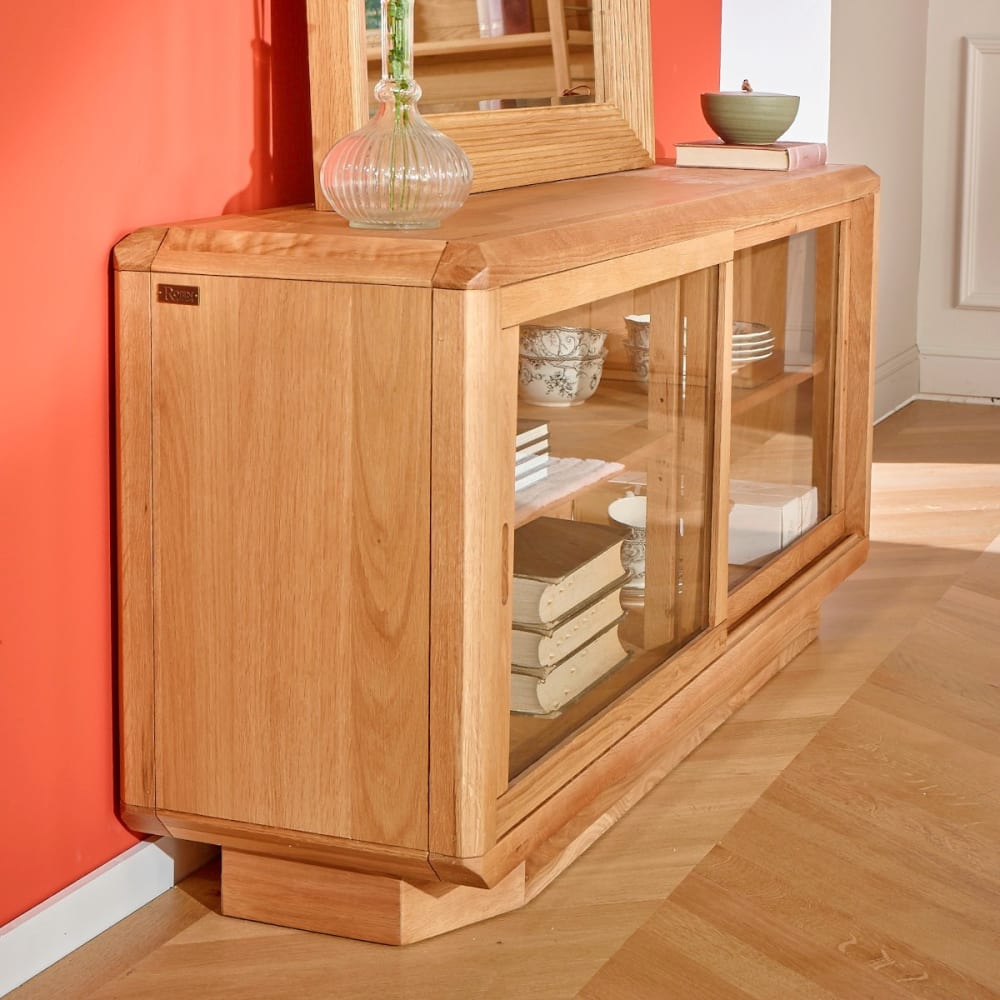 Eichen-Vitrine mit Schiebetüren beige - Maisons Du Monde
