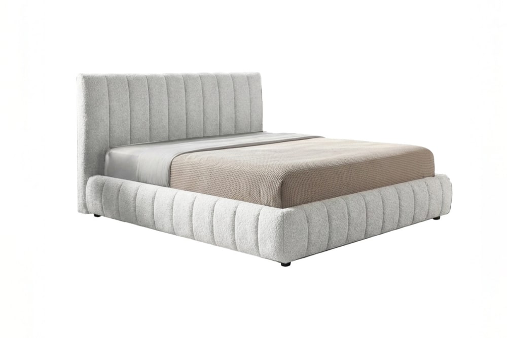 KAWOLA Polsterbett aus Bouclé, grau style modern - Stoff