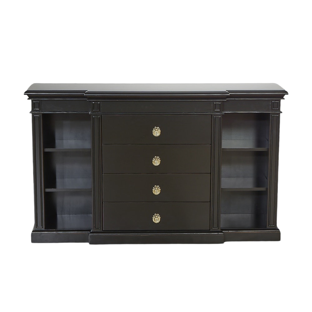 Robin des Bois Klassische Holzkonsole, 4 Schubladen, 6 Fächer Schwarz style classic chic Weiß Holz