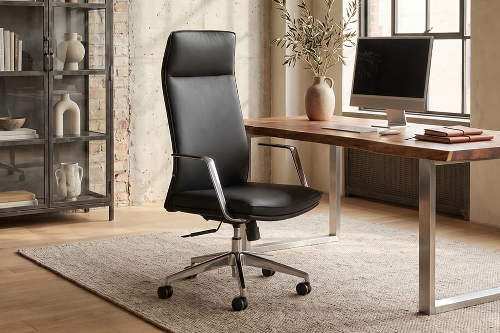 Bürostuhl aus Kunstleder, schwarz - Maisons Du Monde