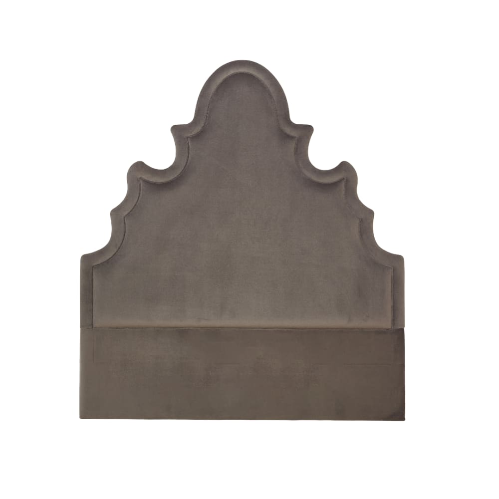 Robin des Bois Shabby-Chic-Kopfteil aus Polyester-Samt Mouse Grey style classic chic Grau Holz