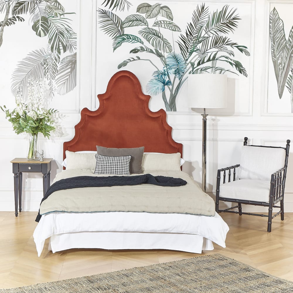 Shabby-Chic-Kopfteil aus Polyester-Samt Caramel cuivré - Maisons