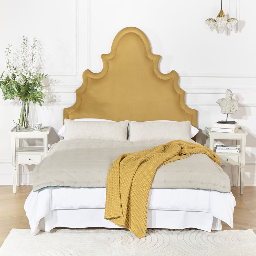 Shabby-Chic-Kopfteil aus Polyester-Samt Ochre - Maisons Du Monde