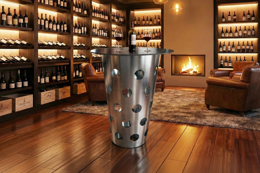 Bartisch aus Edelstahl, silber - Maisons Du Monde