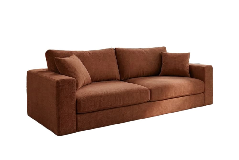 KAWOLA Sofa in Stoff, cognac style modern Braun Pes - Polyester