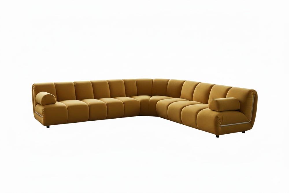 KAWOLA Modulsofa aus Samt, gelb style modern - Stoff