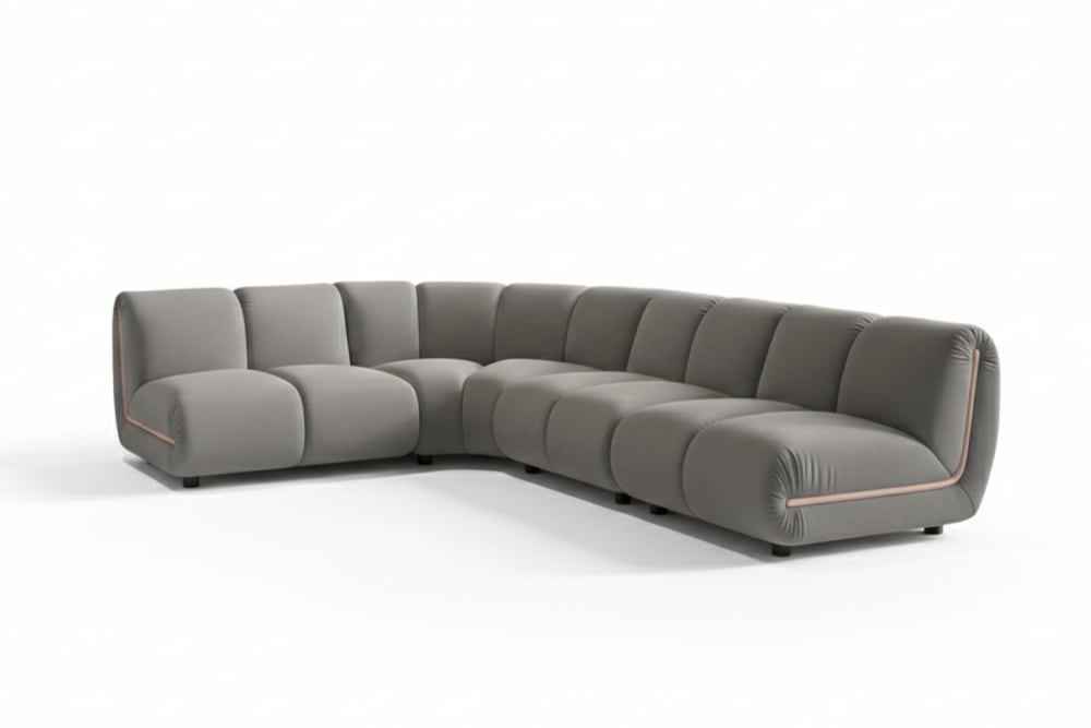KAWOLA Modulsofa aus Samt, taupe style modern - Stoff