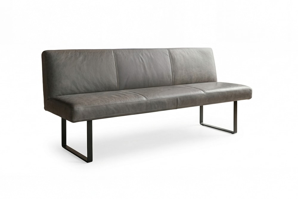 KAWOLA Esszimmerbank aus Leder, anthrazit style industrial Grau Leder
