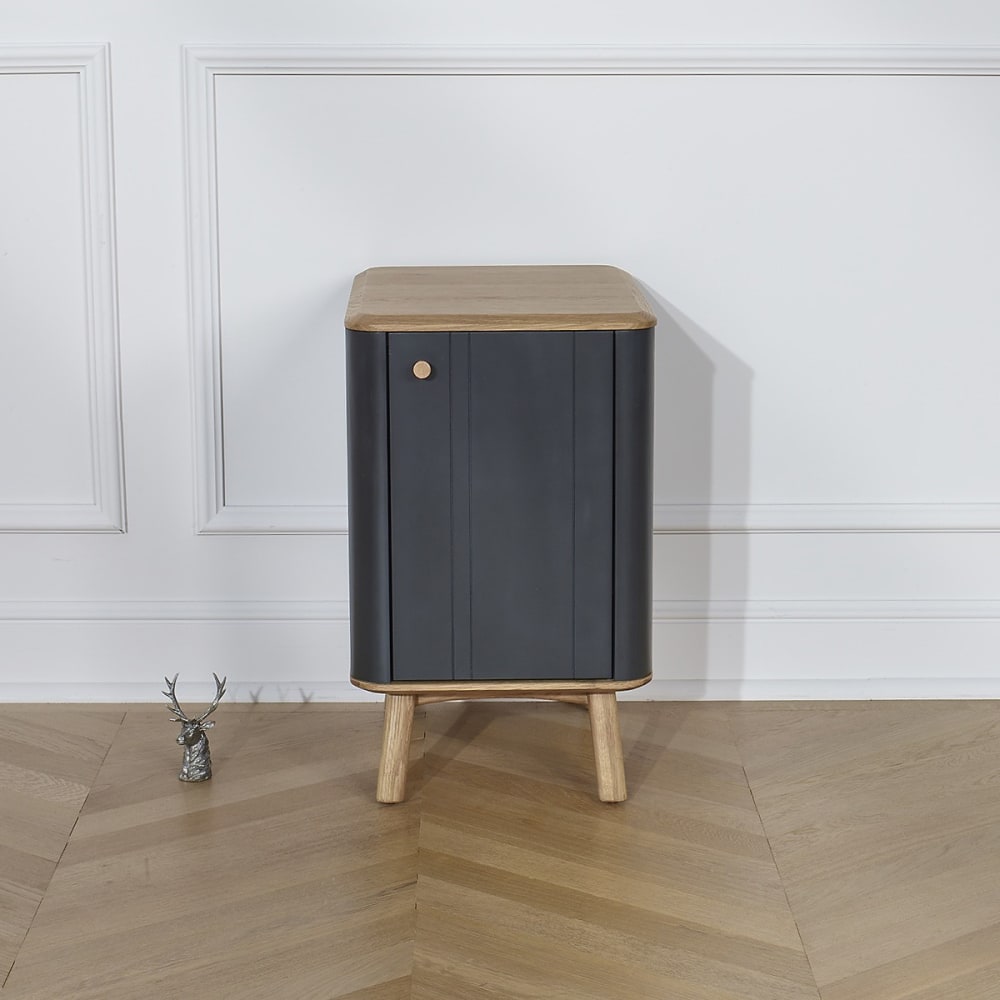 Nachttisch im modernen Stil aus Eiche, 1 Tür Gris anthracite -