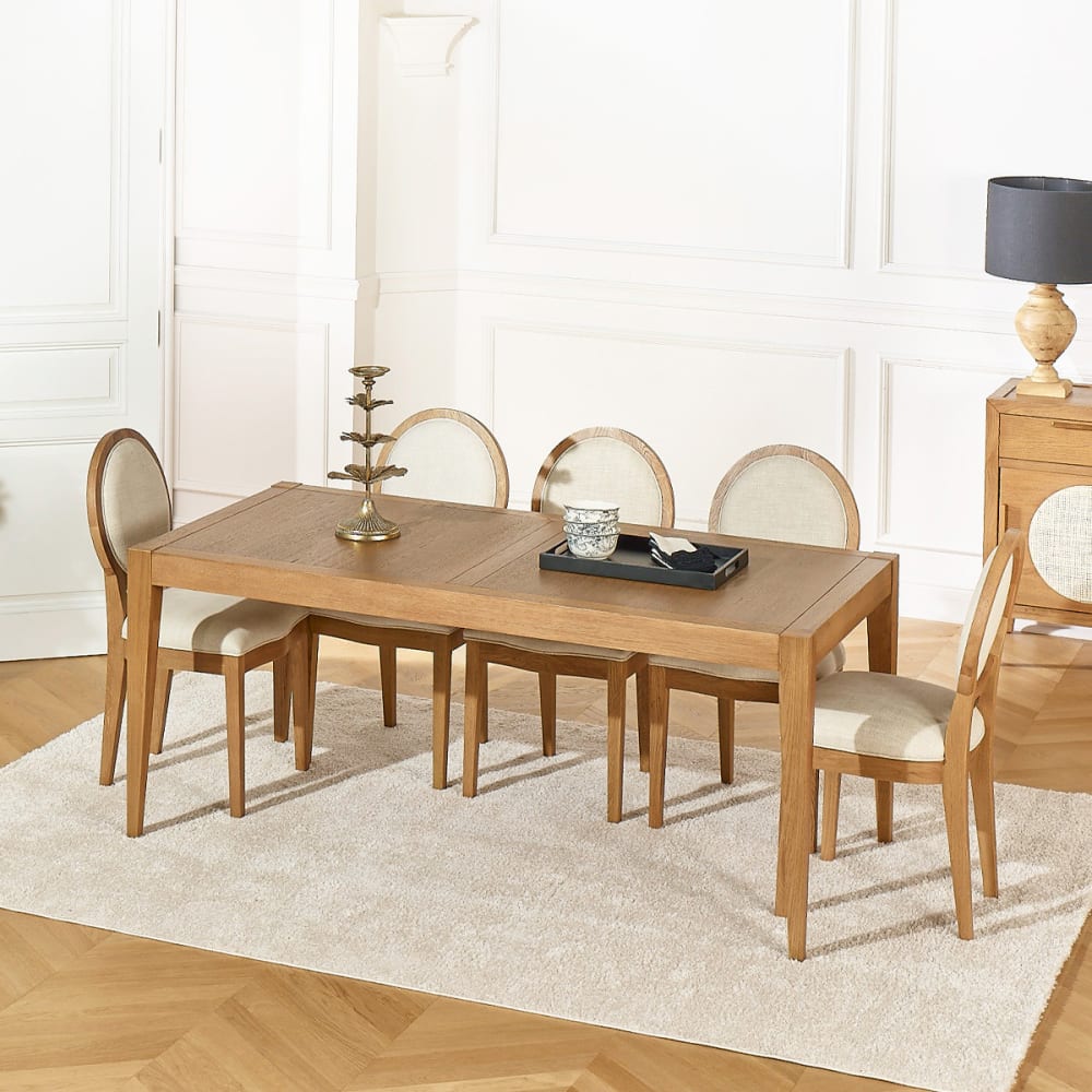 Esstisch für 8 Personen aus Eiche, 180 x 90 cm beige - Maisons Du