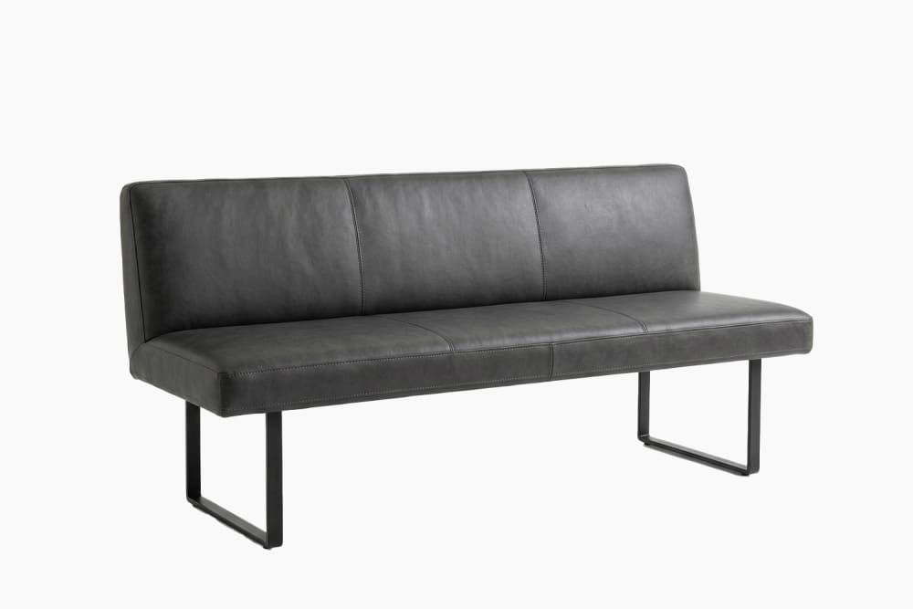 KAWOLA Esszimmerbank aus Leder, schwarz style industrial - Leder