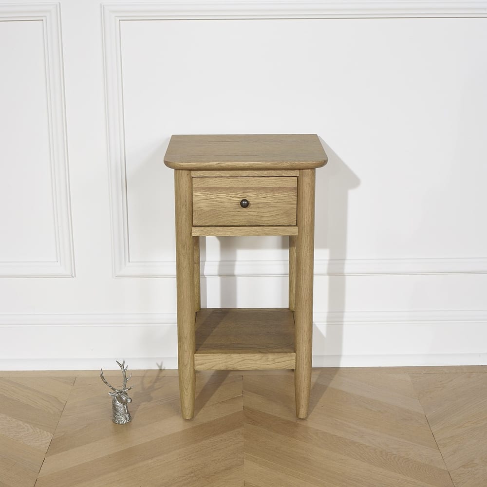 Shabby Chic Nachttisch aus Eiche, 1 Schublade Braun - Maisons Du