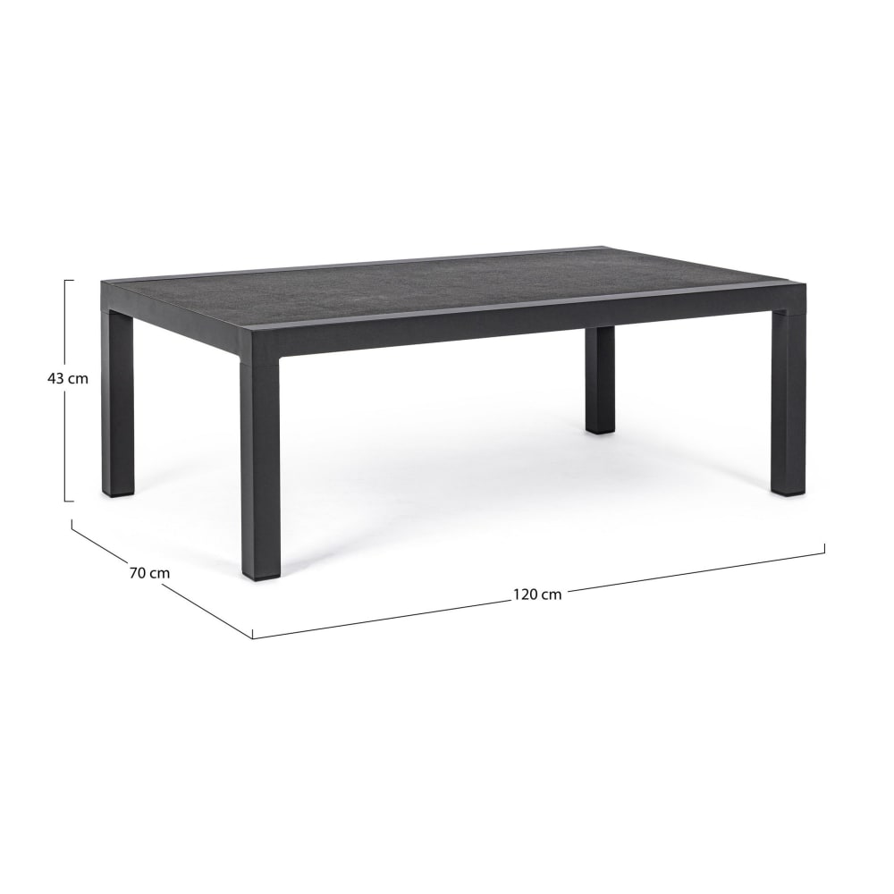 Garten-Beistelltisch mit Keramikplatte und Aluminiumgestell -