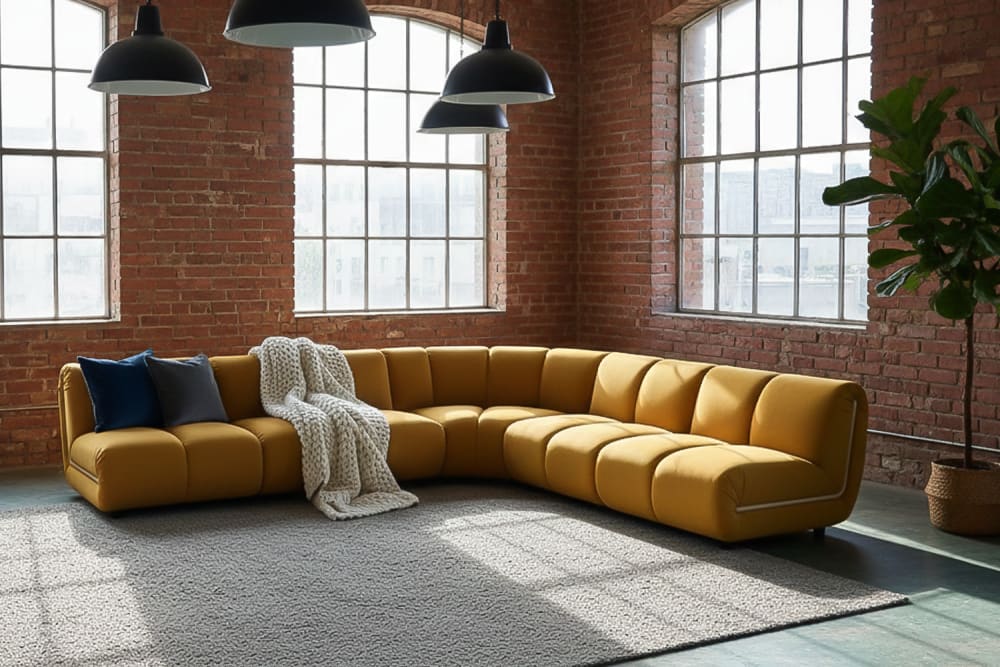 Modulsofa aus Samt, gelb - Maisons Du Monde