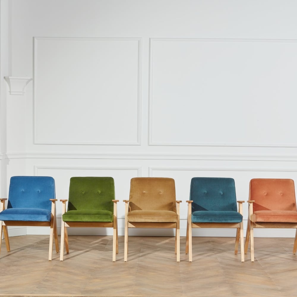 Sessel aus Eiche und Samt Camel - Maisons Du Monde