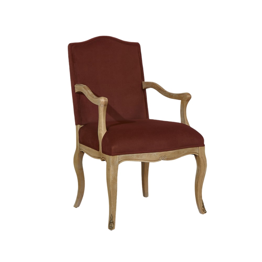 Robin des Bois Klassischer Sessel aus Eichenholz und Polyester-Samt noisette style classic chic Braun