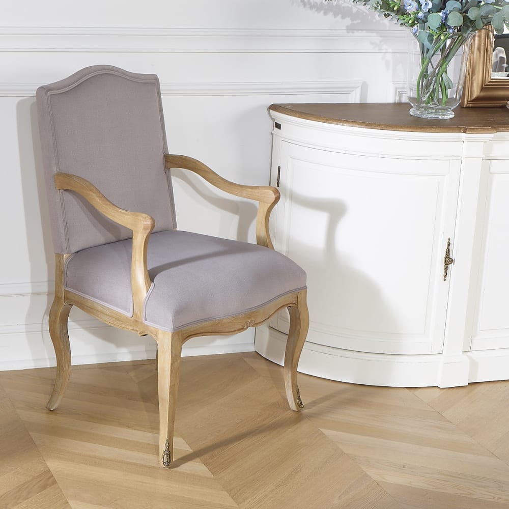 Klassischer Sessel aus Eichenholz und Polyester-Samt sable -