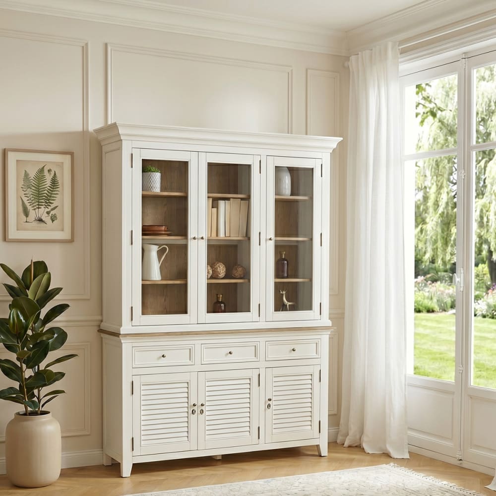 Robin des Bois Shabby-Chic-Stil Anrichte, Eichenplatte, 6 Türen, 3 Weiß style classic chic Weiß Holz