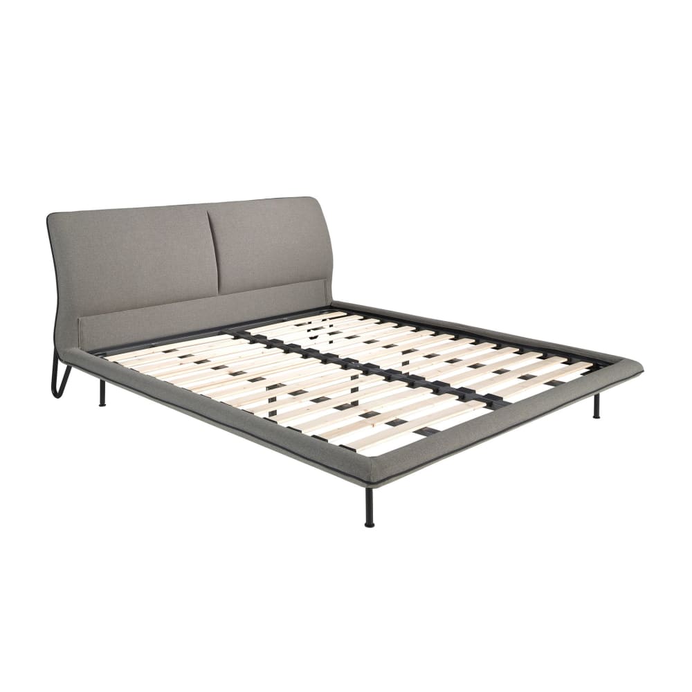 Lit en tissu gris Lit en tissu gris