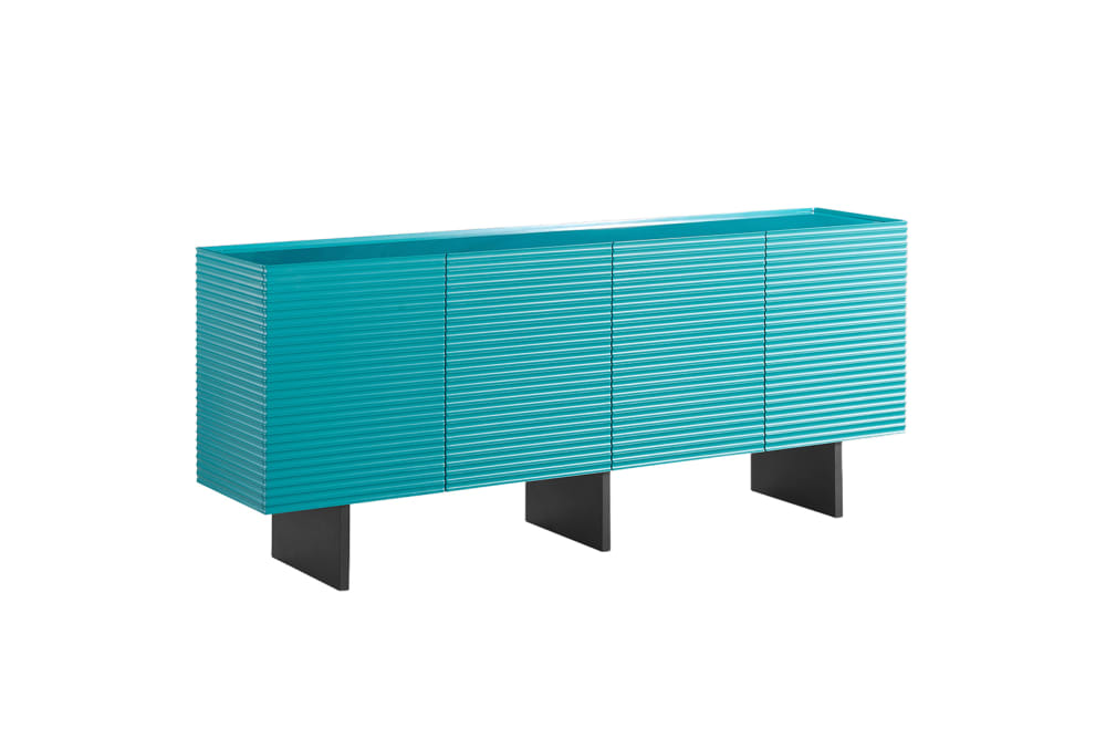 KAWOLA Sideboard aus Holz, petrol style modern Blau Spanplatte