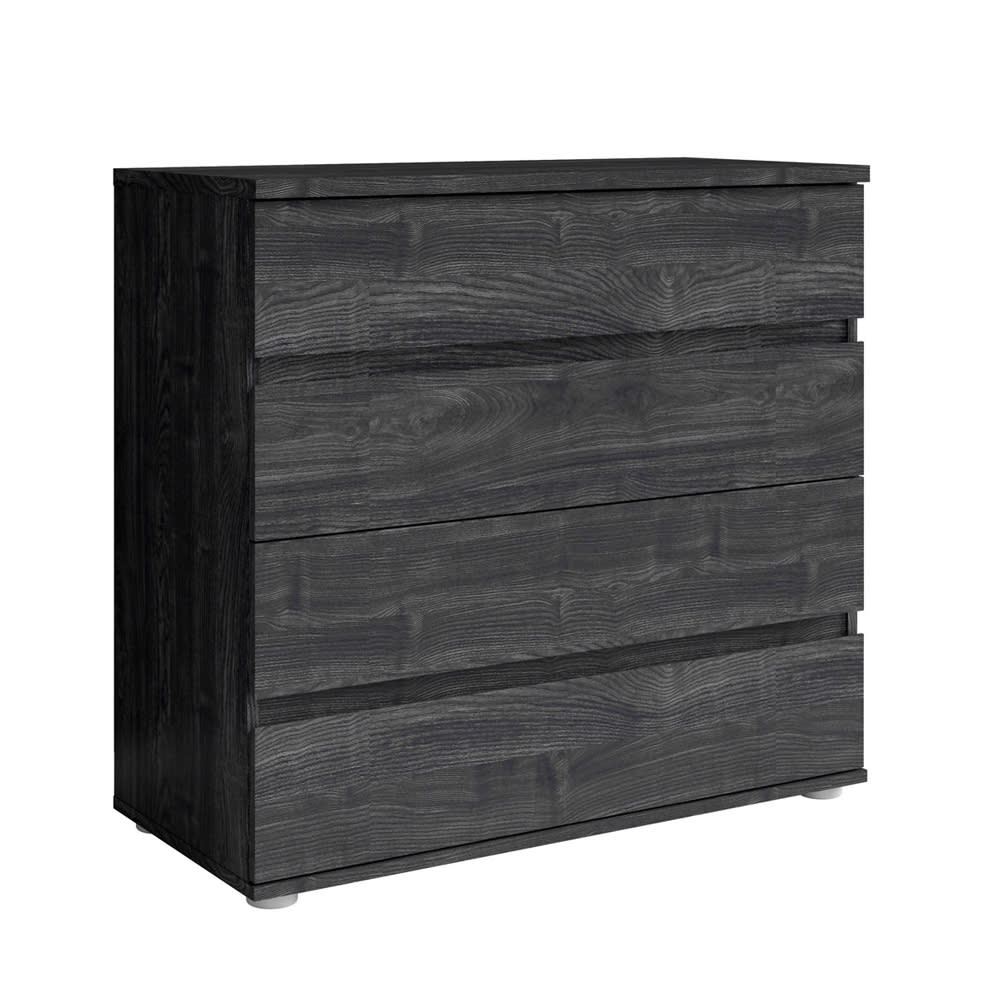 Feldmann-Wohnen Kommode Togo aus Spanplatte 91,5x42x85cm, Portland Esche dunkel style modern Schwarz Spanplatte