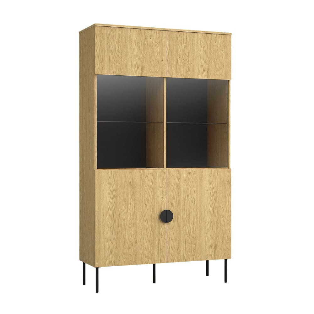 Feldmann-Wohnen Vitrine mit Türen aus Holz, 106x40x187cm, Eiche Baltic style modern Braun Spanplatte