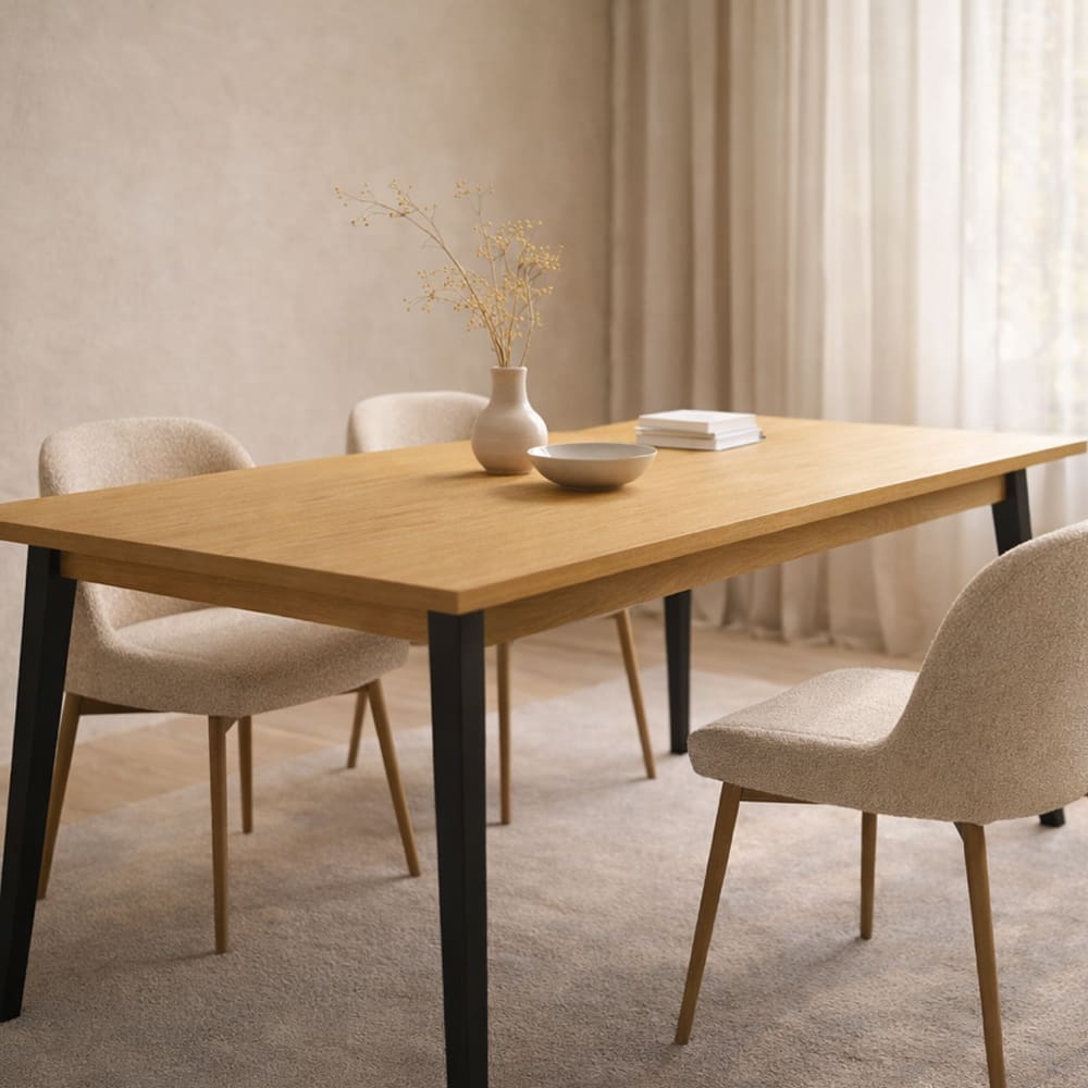 Esstisch ausziehbar aus Holz, 160-200x90x75,5cm, Eiche /