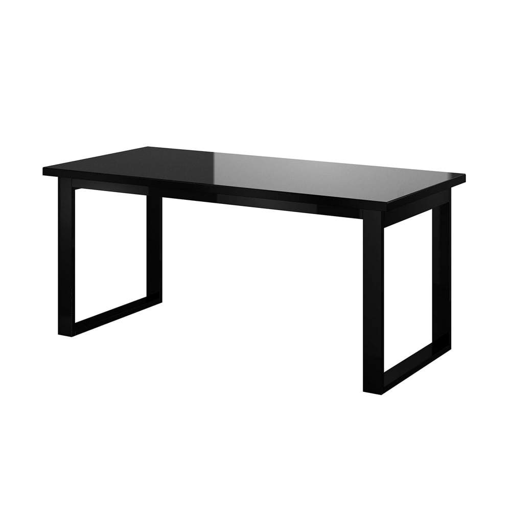 Feldmann-Wohnen Esstisch mit Metallgestell 170-220x90x76cm, schwarz / Schwarzglas style modern - Spanplatte