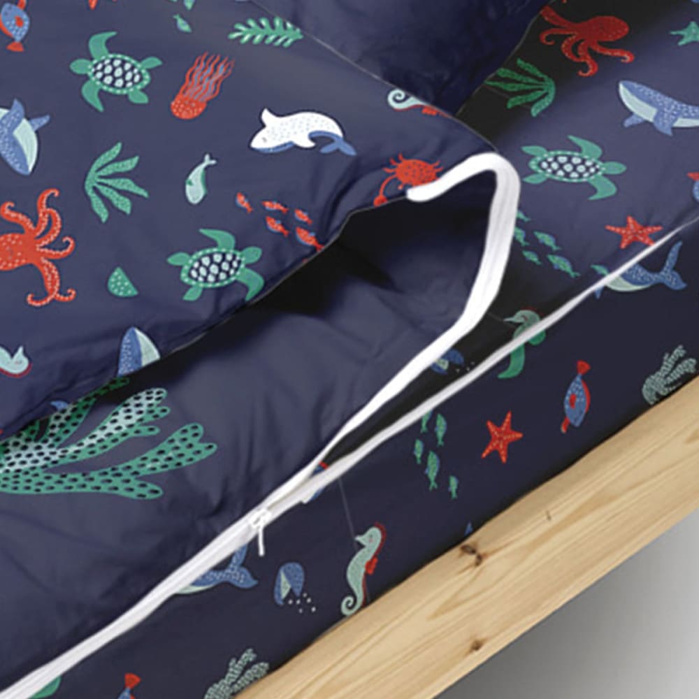Parure de lit enfant avec couette motif océan 90x190cm (Bleu Câlin) - Image 2