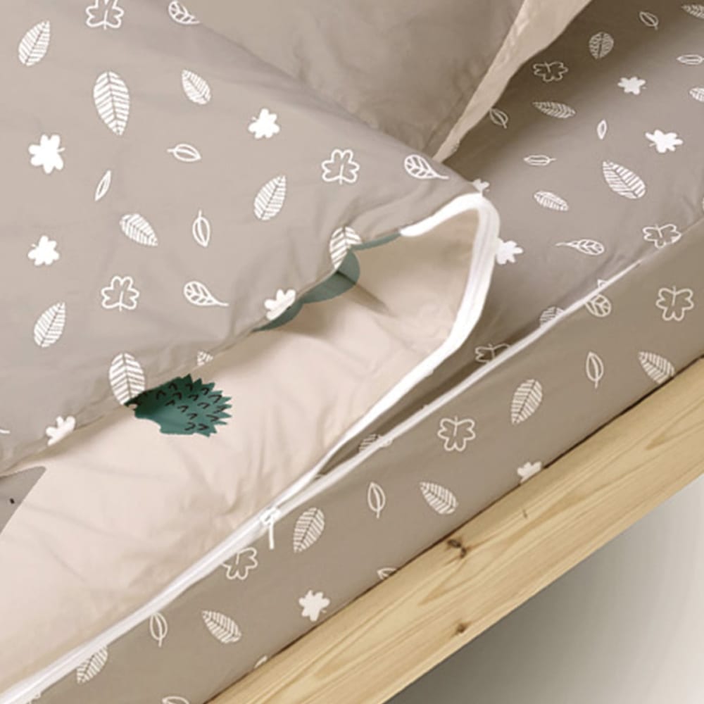Parure de lit enfant sans couette motif forêt 90x190cm (Bleu Câlin) - Image 2
