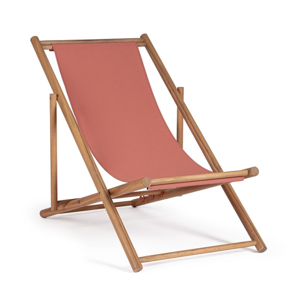 Chaise longue acacia - terre cuite