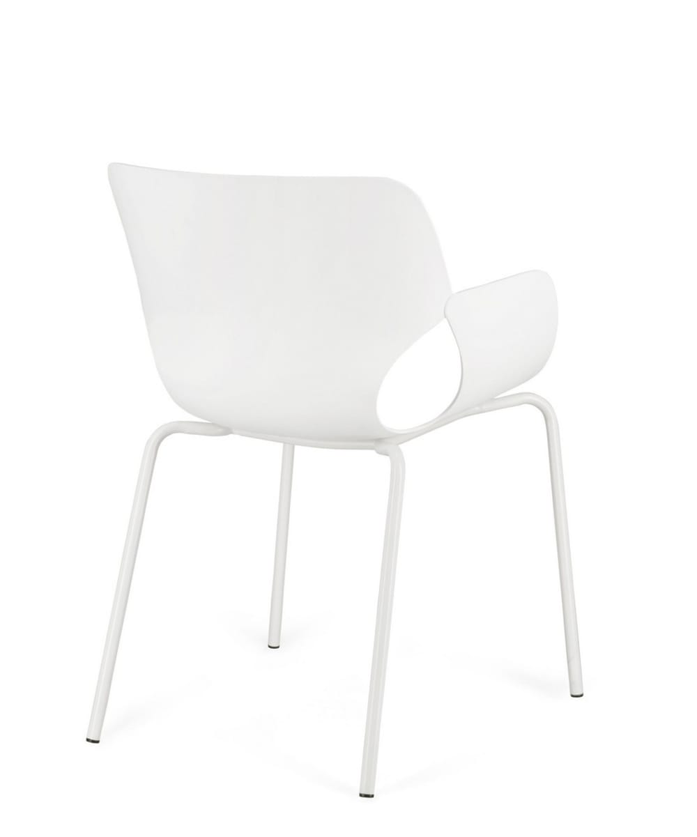 Chaise de salle à manger en acier blanc et polypropylène