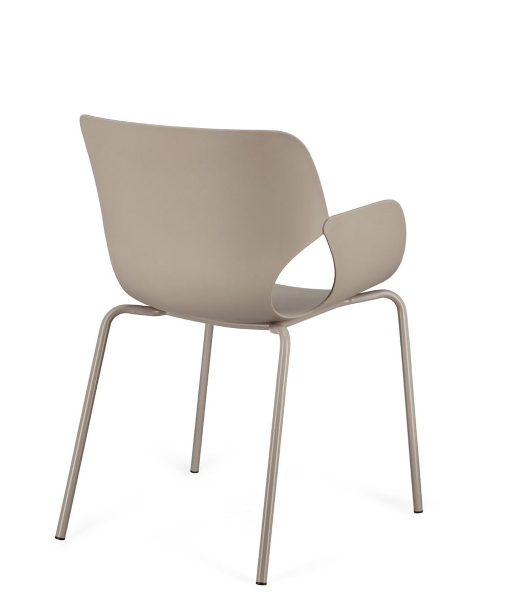 Ensemble de 4 chaises de salle à manger en acier et polypropylène gris