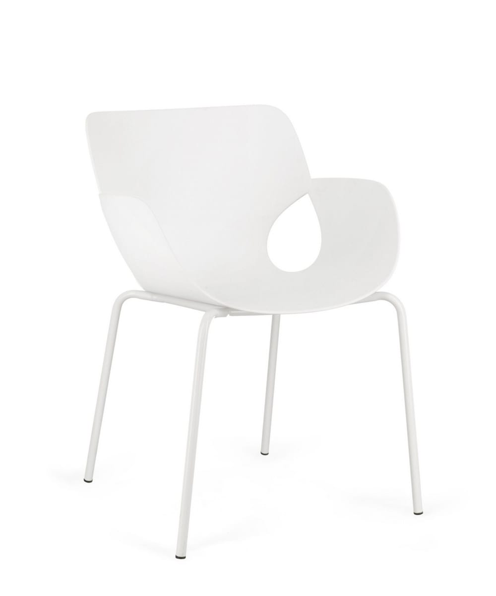 Set 2 chaises acier blanc