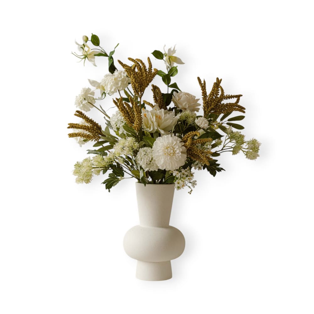 Indore Home Kunstblumenstrauß Seide 50 x 50 cm, Weiß-Gelb Weiß Pvc - Polyvinlychlorid