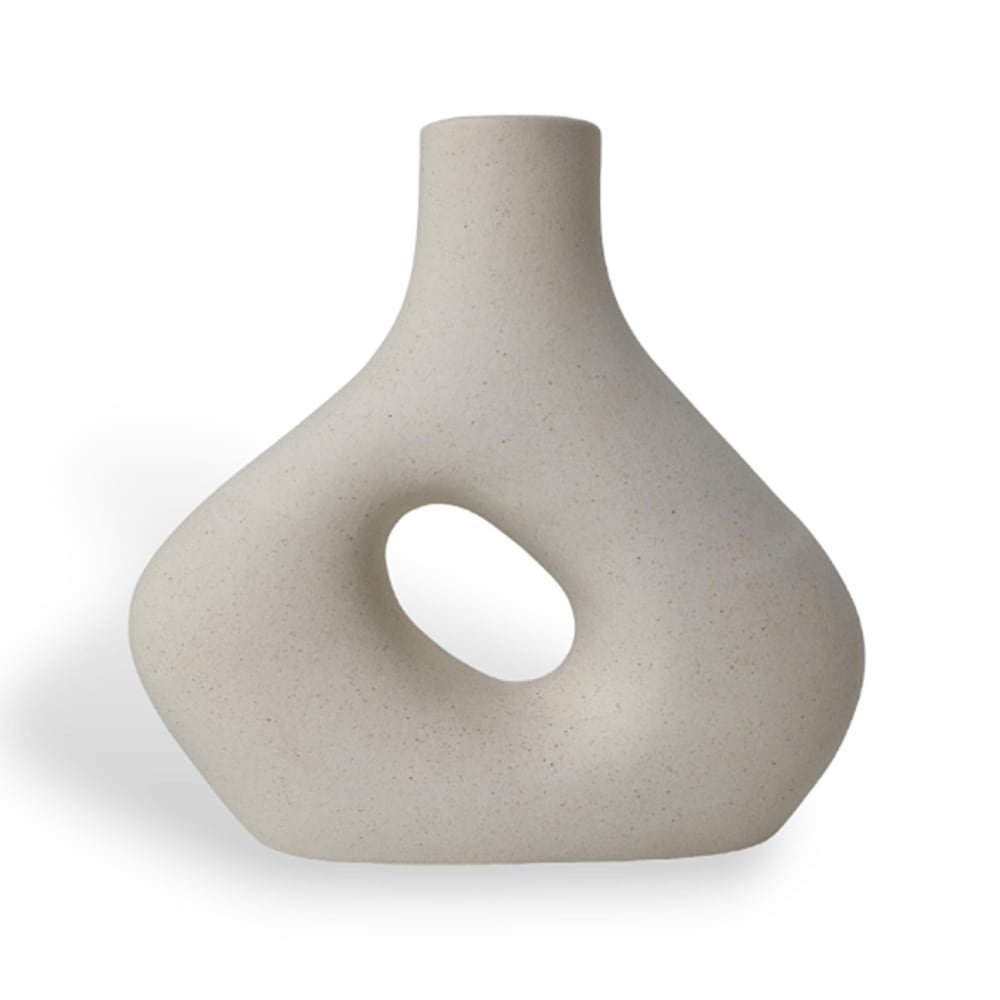 Indore Home Vase Keramik 22 x 7 cm, Weiß Weiß Keramik