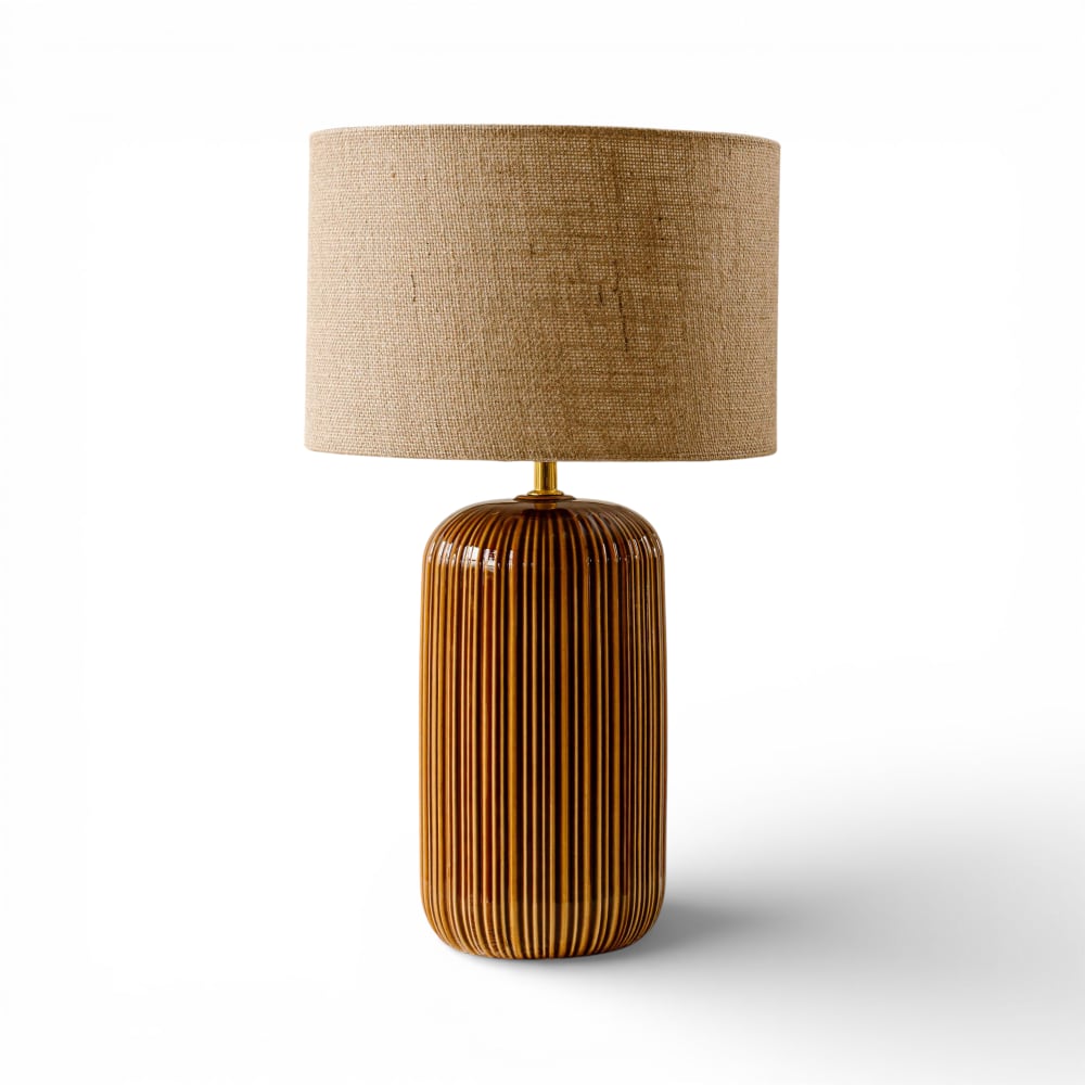 Indore Home Tischlampe 30 x 52 cm, Braun Braun Keramik